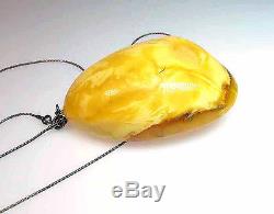 Vintage REAL Authentic Natural Baltic Amber Beeswax Pendant Necklace NR #1 yqz