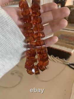 Vintage Russian Baltic Amber Twist Clasp Necklace Stunning Round Amber