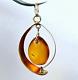 Vintage USSR 14K 583 Rose Gold & Natural Baltic Amber Pendant