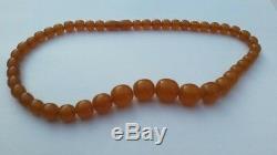 Vintage USSR Russian Natural Baltic Pressed AMBER necklace 31gr 70s