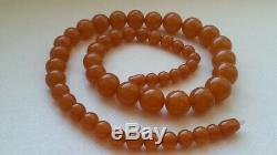 Vintage USSR Russian Natural Baltic Pressed AMBER necklace 68 gr 70s