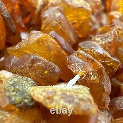 Vintage Unpolished Chunky Amber Nugget Long Necklace Baltic Amber 190 gr