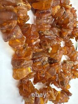 Vintage Unpolished Chunky Amber Nugget Long Necklace Baltic Amber 190 gr