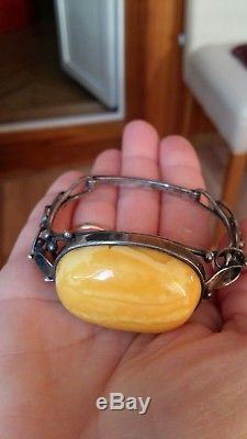 Vintage amber bracelet, silver 925, Baltic natural amber 25,5 grams
