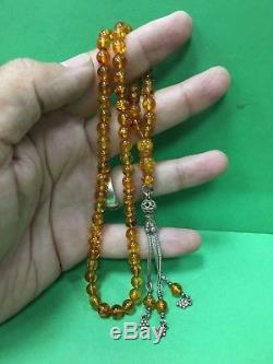 Vintage beautiful Small Natural baltic amber islamic prayer 66 beads 14 G