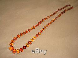 Vtg. 33 Sterling Silver Graduated Natural Baltic Amber Necklace 14k Gold Clasp