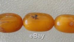 Vtg Natural Butterscotch Egg Yolk Baltic Amber Bead Necklace Graduated Olive 44g