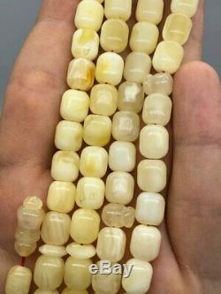 WHITE BALTIC AMBER ROSARY 31g CAPSULE misbah tesbih 66 prayer beads 100% NATURAL