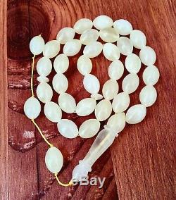 White Baltic Amber 20gr. Premium Islamic Prayer Rosary Olive Beads Tesbih Misbah