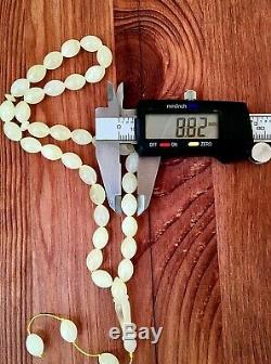 White Baltic Amber 20gr. Premium Islamic Prayer Rosary Olive Beads Tesbih Misbah