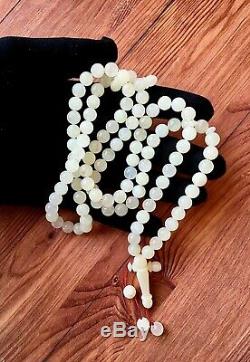 White Baltic Amber 99 Beads 41gr Islamic Prayer Rosary Tesbih Misbah Kehribar