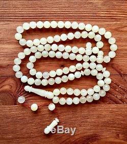 White Baltic Amber 99 Beads 41gr Islamic Prayer Rosary Tesbih Misbah Kehribar