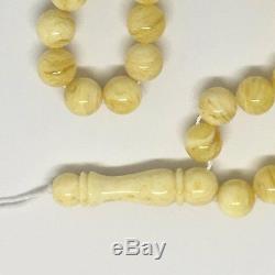 White Baltic Amber prayer beads tesbih misbaha kehribar Islamic muslim rosary