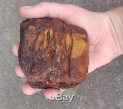 White Royal Marbled Tiger Natural Baltic Amber Stone 344.7 Gr