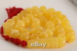 White amber rosary 109.5g 16mm Natural Baltic misbah tesbih 39 beads tiger PL