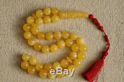 White amber rosary 109.5g 16mm Natural Baltic misbah tesbih 39 beads tiger PL