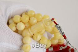 White amber rosary 53.3g 9.8mm Natural Baltic misbah tesbih 81 beads tiger PL