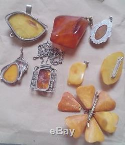 Wholesale 81.5g old natural baltic amber butterscotch jewelry pendants brooches